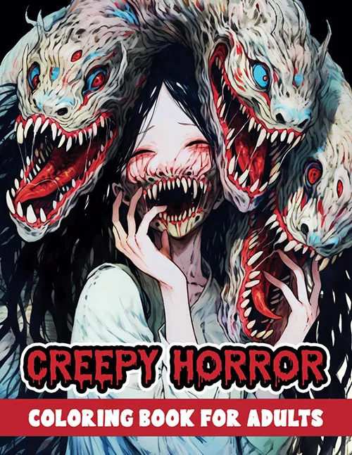 Creepy Horror Coloring Book for Adults cover design