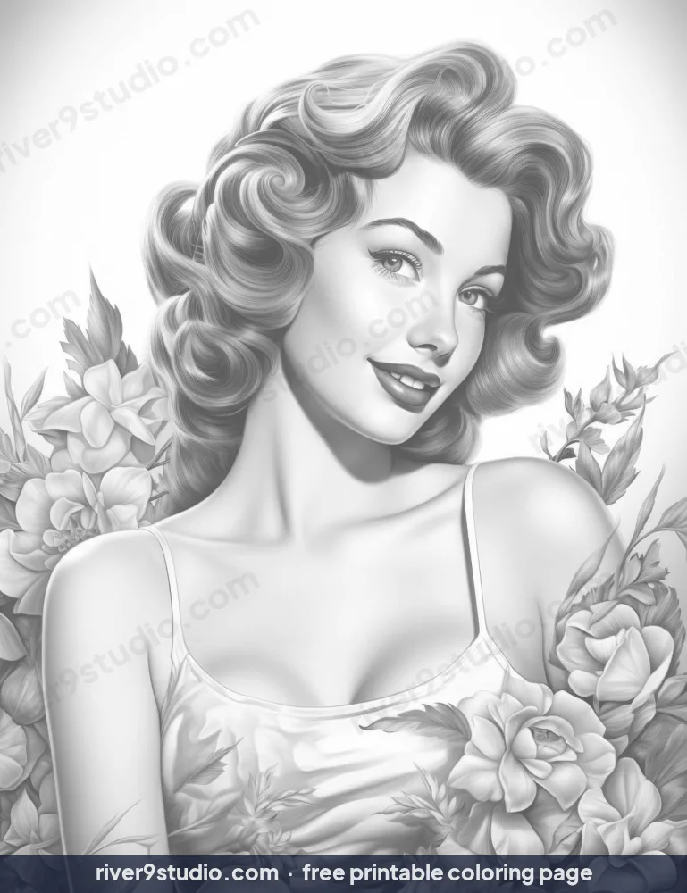She Always Made Summer Look Easy, free printable coloring page from River9 Studio